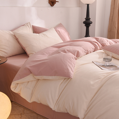 定制水洗棉四件套纯棉全棉尺寸180x200被套榻榻米被罩床笠定做床