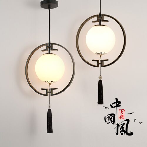 小吊灯玻璃简约创意玄关过道阳台饭厅餐桌吧台灯新中式餐厅灯具