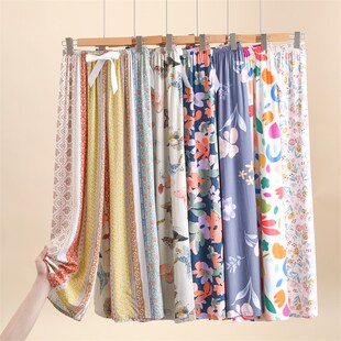 宽松大码 人造棉薄款 长裤 夏季 家居裤 女2024年新款 空调裤 棉绸阔腿裤