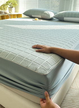 真的很实用哇!2023新款全棉纯棉A类H隔脏床笠保暖透气绒感毛巾布