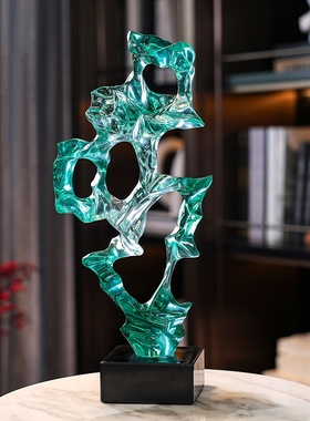 石来运转新中式太湖石艺术摆件玄关走廊客厅电视柜轻奢高档装饰品