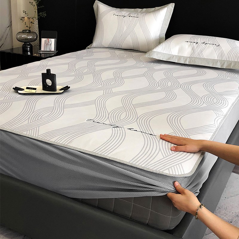 2024夏季新款A类抗菌养生席凉席三件套轻奢冰丝席提花凉感软席子