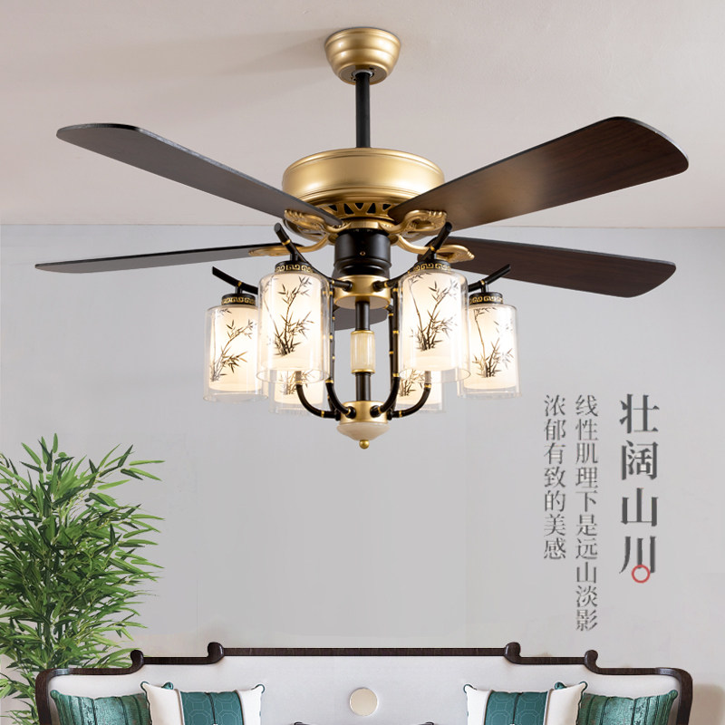 新中式吊扇灯客厅灯2021年新款电风扇灯中国风餐厅灯扇一体吊灯