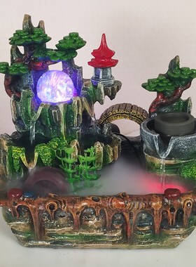 假山流水喷泉客厅招财风水轮开业送礼物现代简约酒柜摆放创意摆件