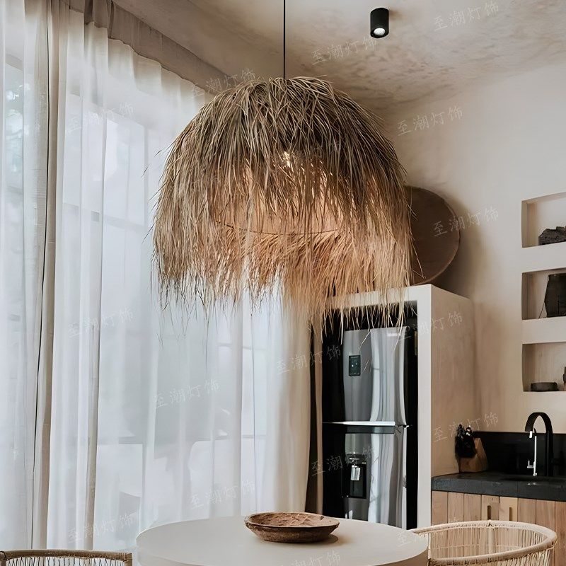 复古侘寂风餐厅藤编吊灯日式咖啡厅民宿客厅卧室床头草编艺术灯具,家装灯饰光源,餐厅吊灯,淘宝优惠券,粉丝福利购,淘宝优惠卷