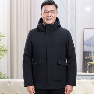 新款中老年男士羽绒服季加厚爸爸冬装外套短款老人男防寒防父亲装