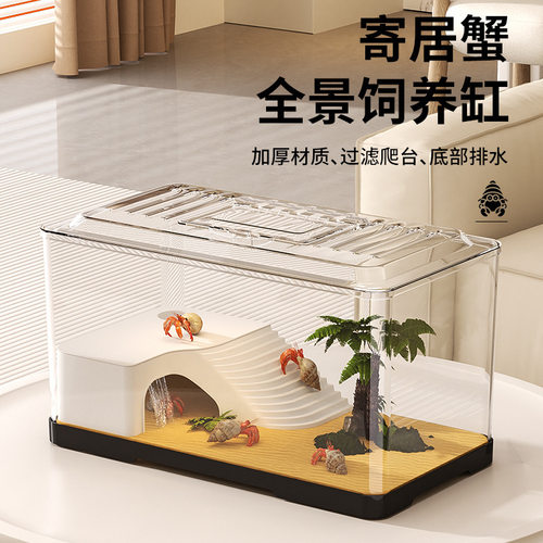 寄居蟹缸养螃蟹专用缸生态造景爬宠饲养箱角蛙雨林缸家用爬宠缸