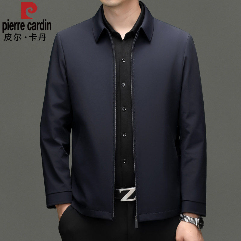 皮尔卡丹2025秋季新款男士夹克衫中年商务翻领时尚牛奶丝夹克外套,男装,夹克,淘宝优惠券,粉丝福利购,淘宝优惠卷