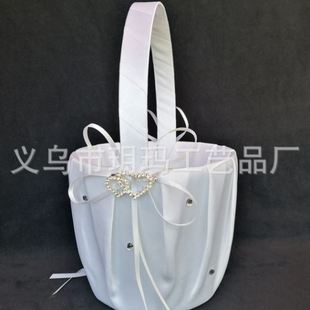西式 结婚用品 婚礼用品 婚庆花篮蝴蝶结双心水钻新娘花童花篮
