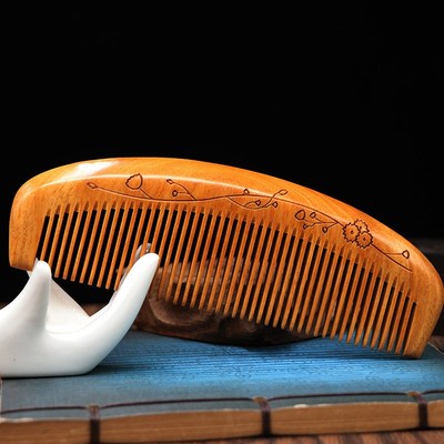 贞清木梳高档精品金丝楠木17cm月牙梳子