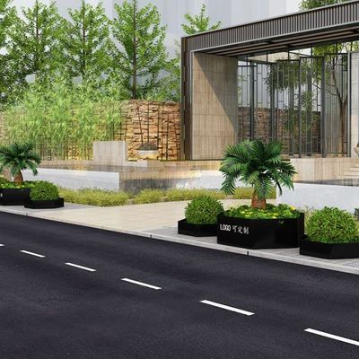 户外花箱组合316不锈钢园艺种植花槽广场商业街围栏落地铁艺花盆