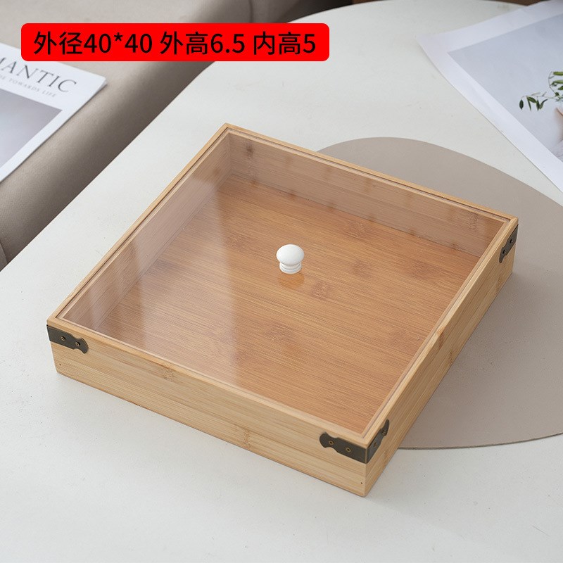 木质托盘带盖展示盘长方形面包木盘亚克力托盘寿司摆摊木盘子可订