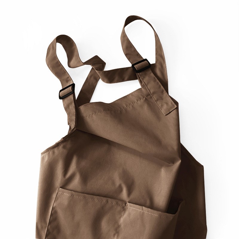 现代简约防泼水纯色双肩可调节背带围裙印logo文字绘画烘焙罩衣