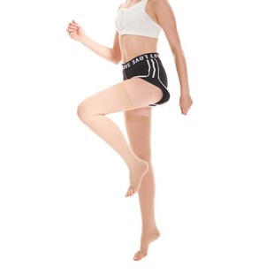 跨境二级静脉长筒压力袜男女通用防滑露趾透气梯度加压美腿弹力袜