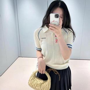 女韩系设计感百搭上衣休闲风显瘦潮 2025夏季 新款 polo领短袖 针织衫