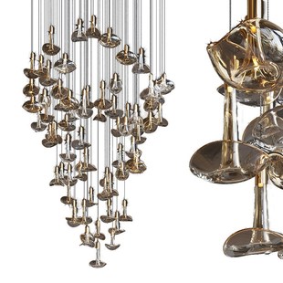 定制酒店大厅售楼部宴会厅吊灯创意喇叭造型别墅复式楼梯工程灯具