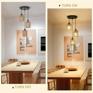 美式仿麻绳编织吊灯民宿中式餐厅酒店客栈吧台卧室手工三头吸顶灯