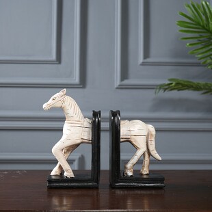 饰 饰玄关办公室桌面装 生肖马书挡书柜装 饰书挡可爱送礼动物书架装