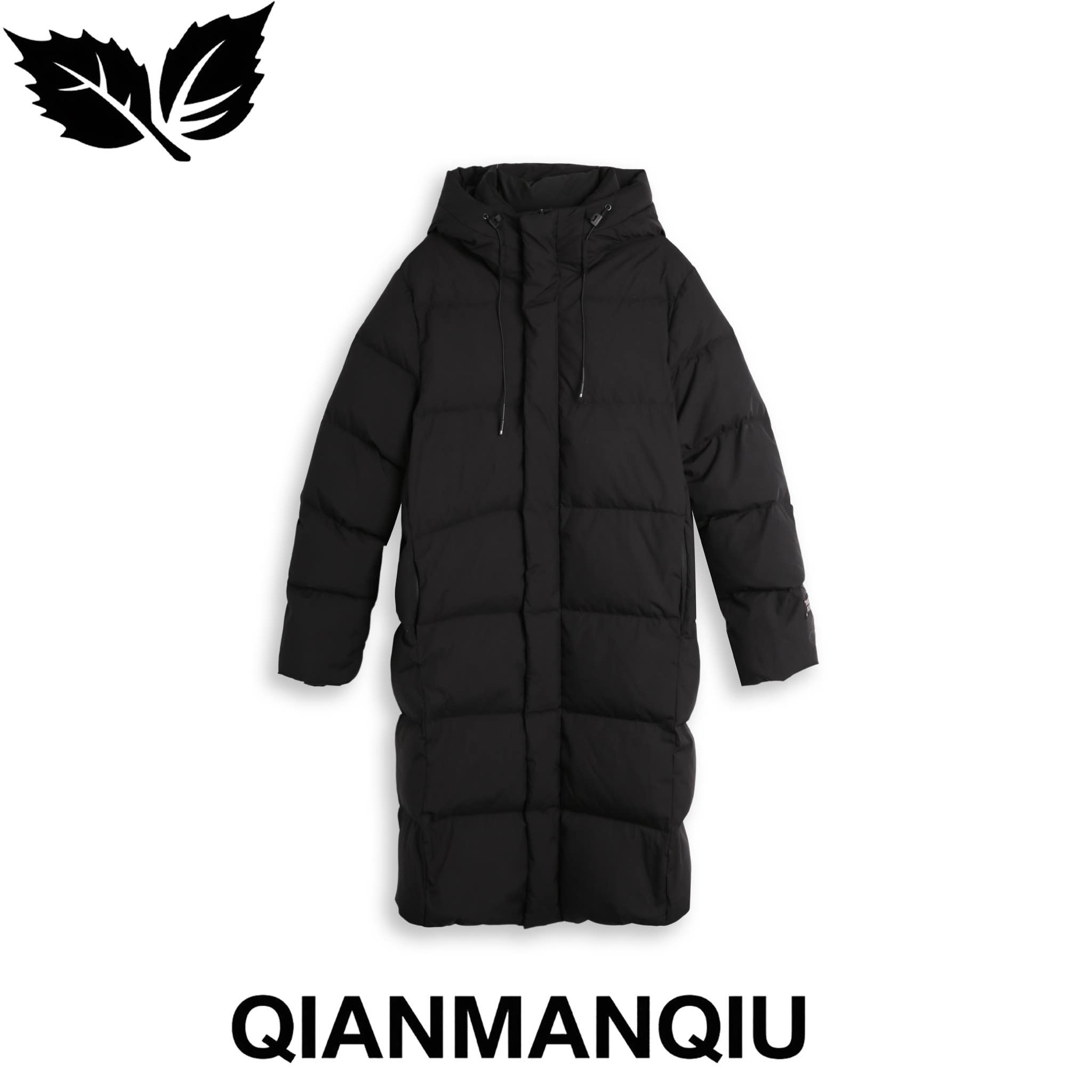 浅曼秋QIANMANQIU  连帽宽松中长款外套 QMQ1110L055