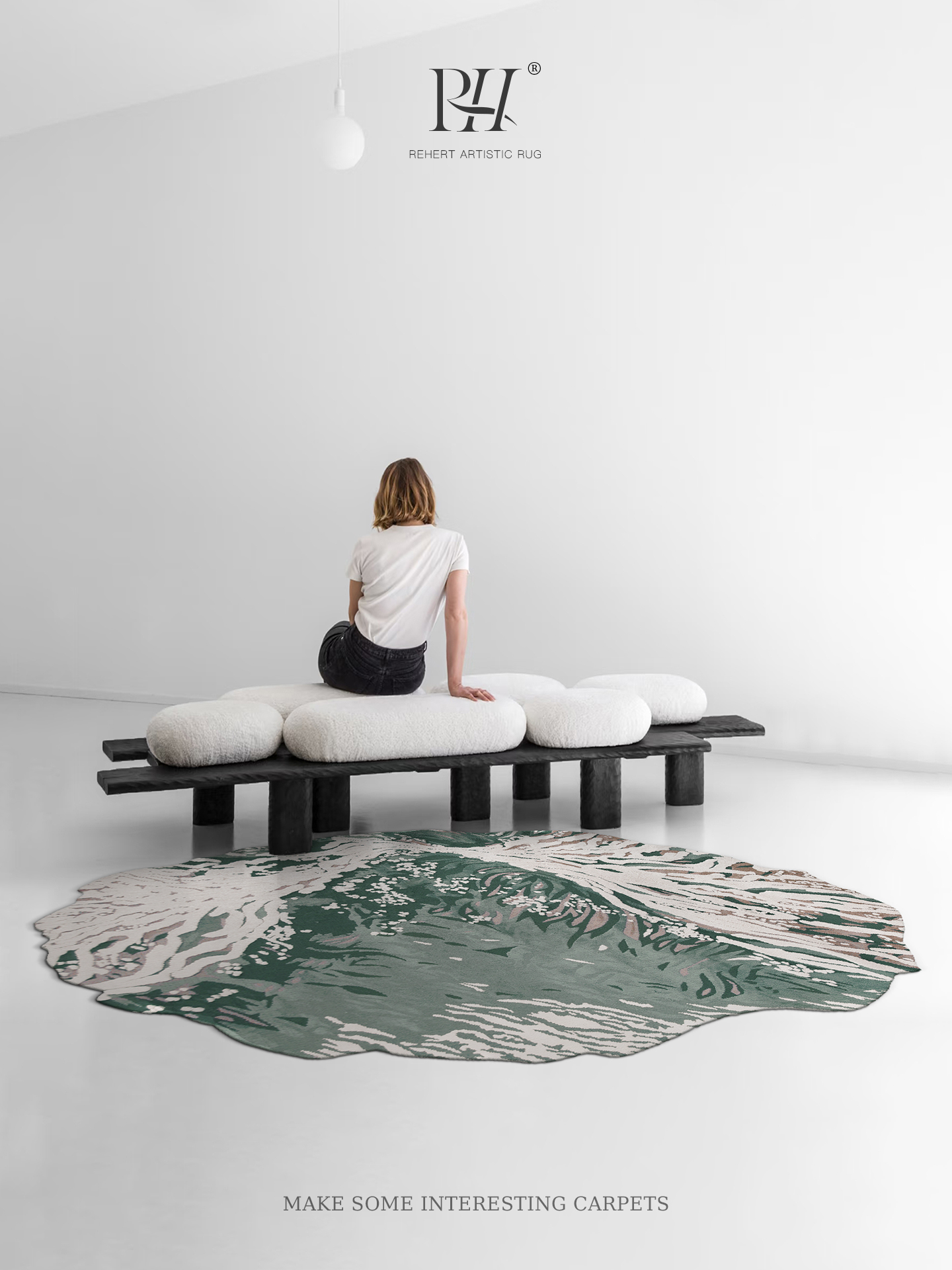 设计师高级手工别墅大宅客厅异形地毯立体绿色卧室不规则床边柔软