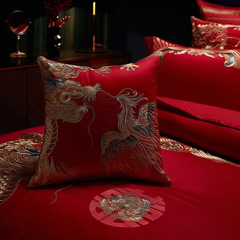 新疆长绒棉重绣婚庆四件套全棉喜庆结婚L床上用品大红龙凤喜被,床上用品,婚庆床品套件,淘宝优惠券,粉丝福利购,淘宝优惠卷