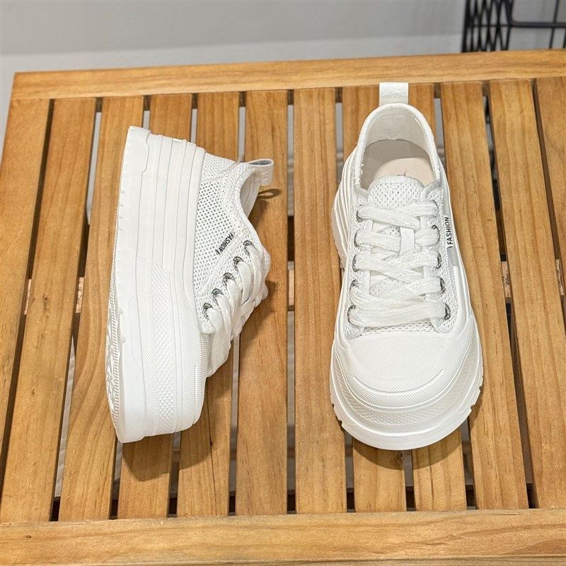 小个子增高6cm小白鞋女鞋2025夏季镂空K网面透气网鞋松糕休闲板鞋,女鞋,网面鞋,淘宝优惠券,粉丝福利购,淘宝优惠卷