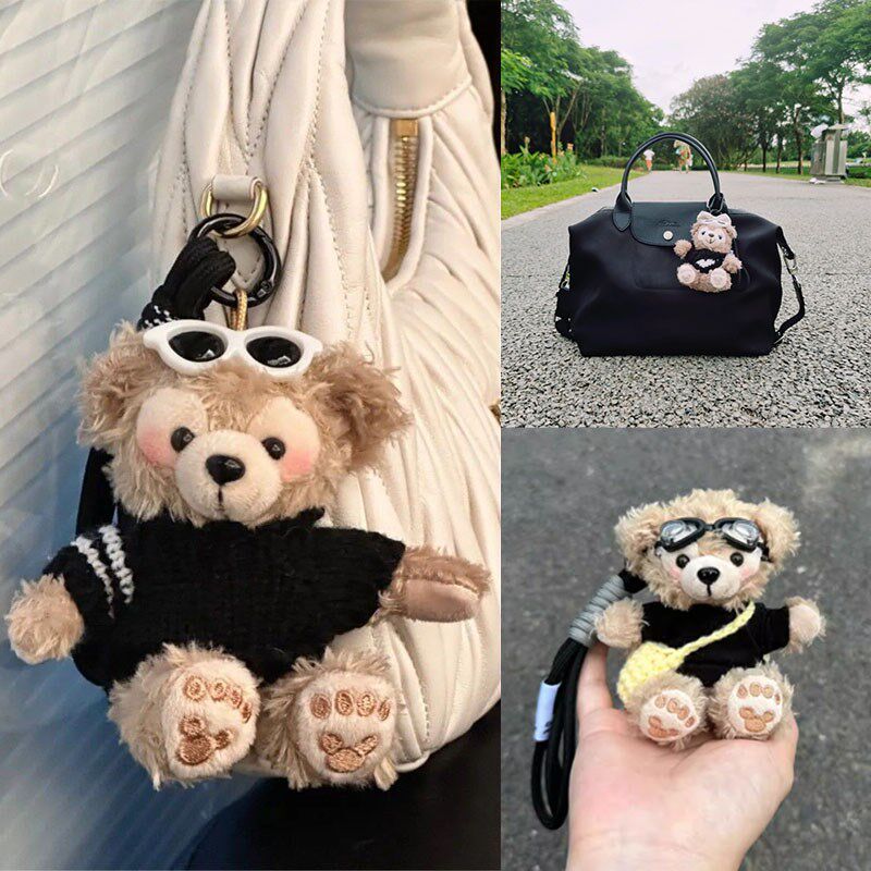 包包小挂件饰品可爱坐姿玫玫挂件达菲女生背包挂件V玩偶毛绒公仔