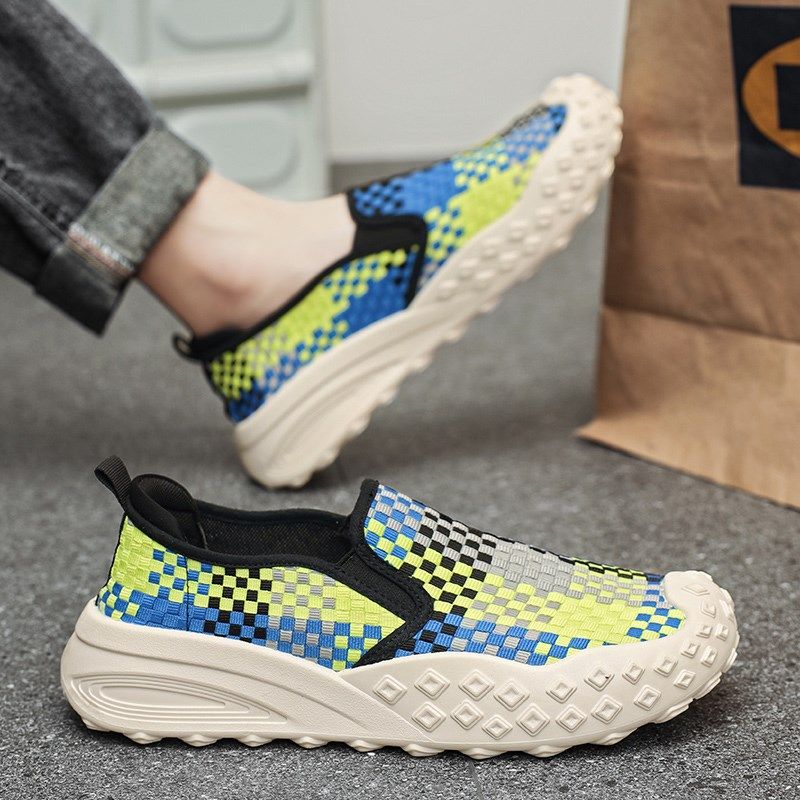 男鞋夏季202h5新款一脚蹬懒人透气运动板鞋青少年潮流休闲开车布,流行男鞋,单鞋,淘宝优惠券,粉丝福利购,淘宝优惠卷