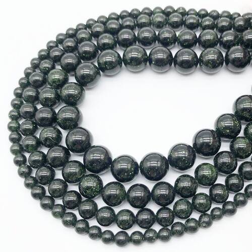 天然绿砂石散珠子生命之光圆珠半成品diy手工串珠手串饰品配件