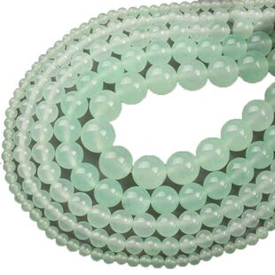 天然冰种浅绿色玉髓散珠子DIY手工编织手串珠子手链饰品配件文玩