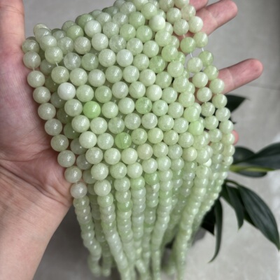天然石豆绿玉髓散珠子半成品diy手工编织穿珠材料项链手串珠配件