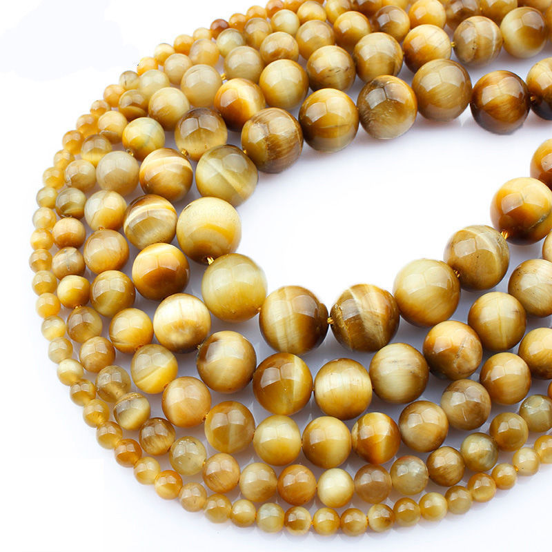 天然7A金虎眼石散珠子虎睛石圆珠子diy手工编织手链水晶饰品配件