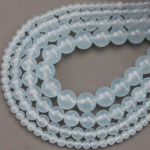 天然浅蓝色玉髓散珠子diy串珠手链材料手工编织水晶饰品配件