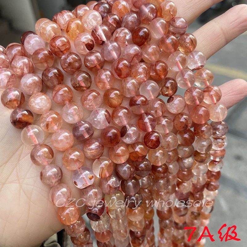 天然7A红胶花水晶散珠半成品diy手工编织项链手链手串珠穿珠材料