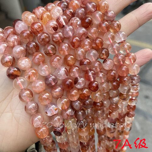 天然7A红胶花水晶散珠半成品diy手工编织项链手链手串珠穿珠材料