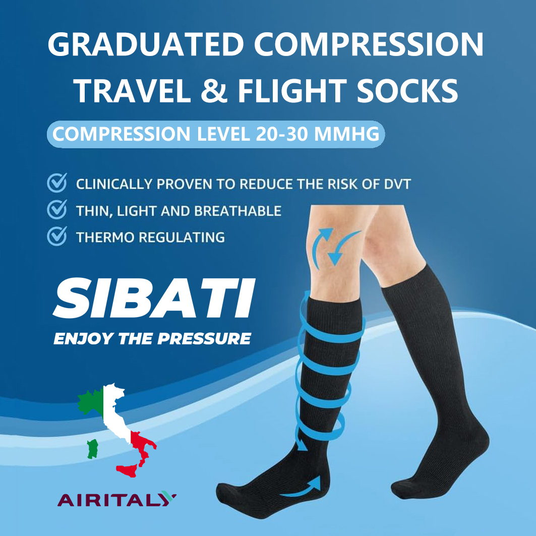 SIBATI意大利航空飞行压力袜长途旅行久坐久站办公护腿袜压缩袜