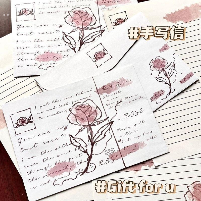 合照小狗加厚信封像素风可爱小狗信纸祝福生日贺卡礼物带信封信笺