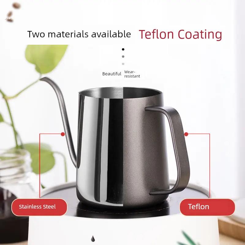 手煮咖啡壶耳垂长口壶家庭使用304不锈钢窄口壶设置温度计防烫木