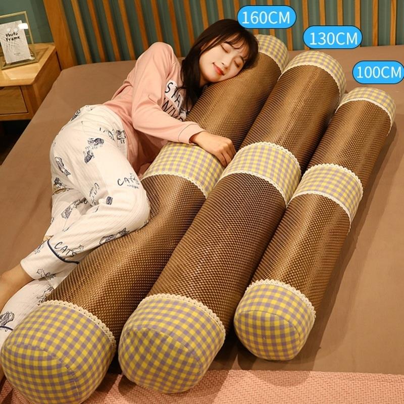 竹夫人抱枕睡觉夹腿抱枕清凉等身抱枕亚麻圆柱枕芯超软安抚可拆洗