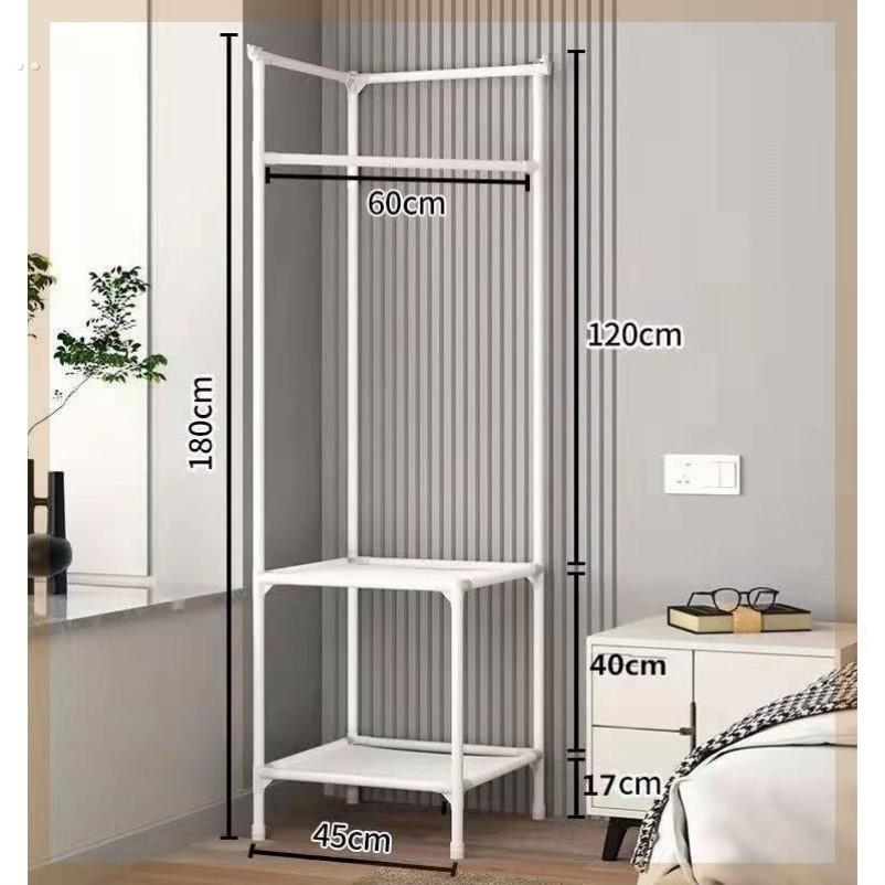 转角衣帽架落地卧室家用床头放衣服挂架简易置物架墙角挂衣收纳