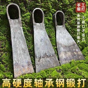 轴承钢锻打锄头锄草老式农用挖硬土地翻土开荒一体木柄小锄头全钢