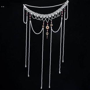 汉服腰链旗袍古风长流苏珍珠唐风齐腰襦裙马面裙腰间配饰古装新娘