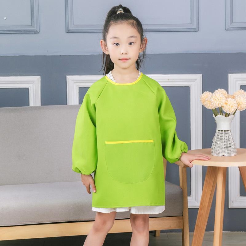 儿童画画罩衣美术绘画小孩围裙定制LOGO长袖防水反穿衣大童幼儿园