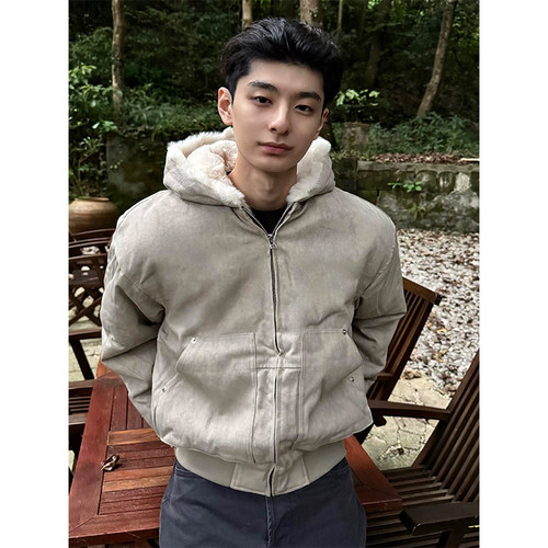 okaythxbye大理石座山雕棉服外套