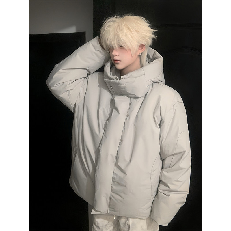 灰色美式工装羽绒服男款冬季