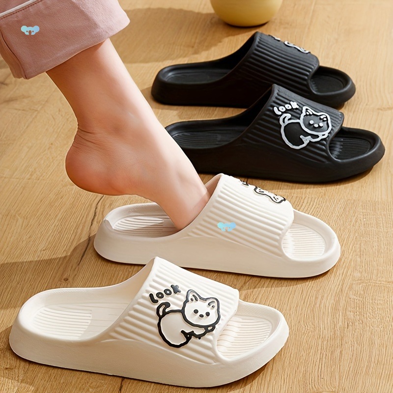 Soft Sole Cat Pattern Slides Cute Cat Pattern Slides拖鞋