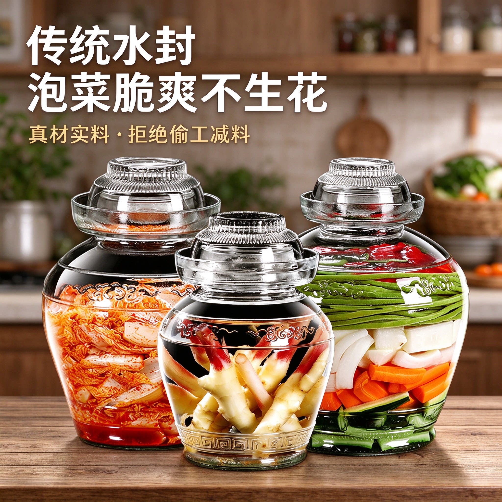 四川玻璃泡菜坛子泡菜罐子密封腌菜家用老式咸菜罐酸菜缸专用腌制