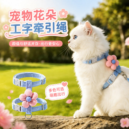 工字型宠物背带猫咪牵引绳