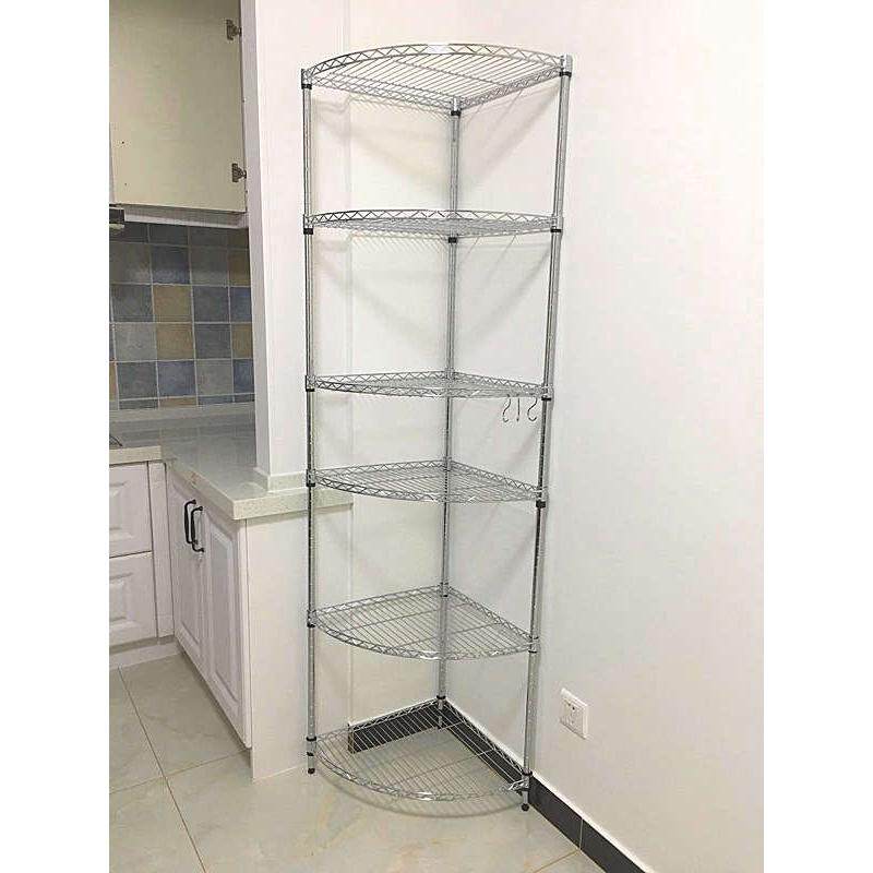 厨房转角置物架落地多层三角墙角放锅架子家用转角扇形盆架收纳架