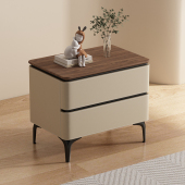 马鞍皮新款 轻奢高级简约现代实木床头柜家用卧室床头置物架收纳柜